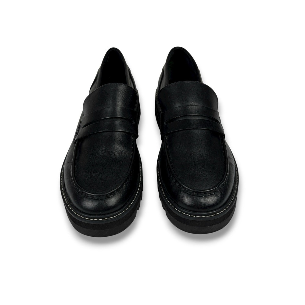 Aster Lug Sole Penny Loafers Womens Size 11 Black Leather Chunky Academia Y2K - Picture 4 of 11